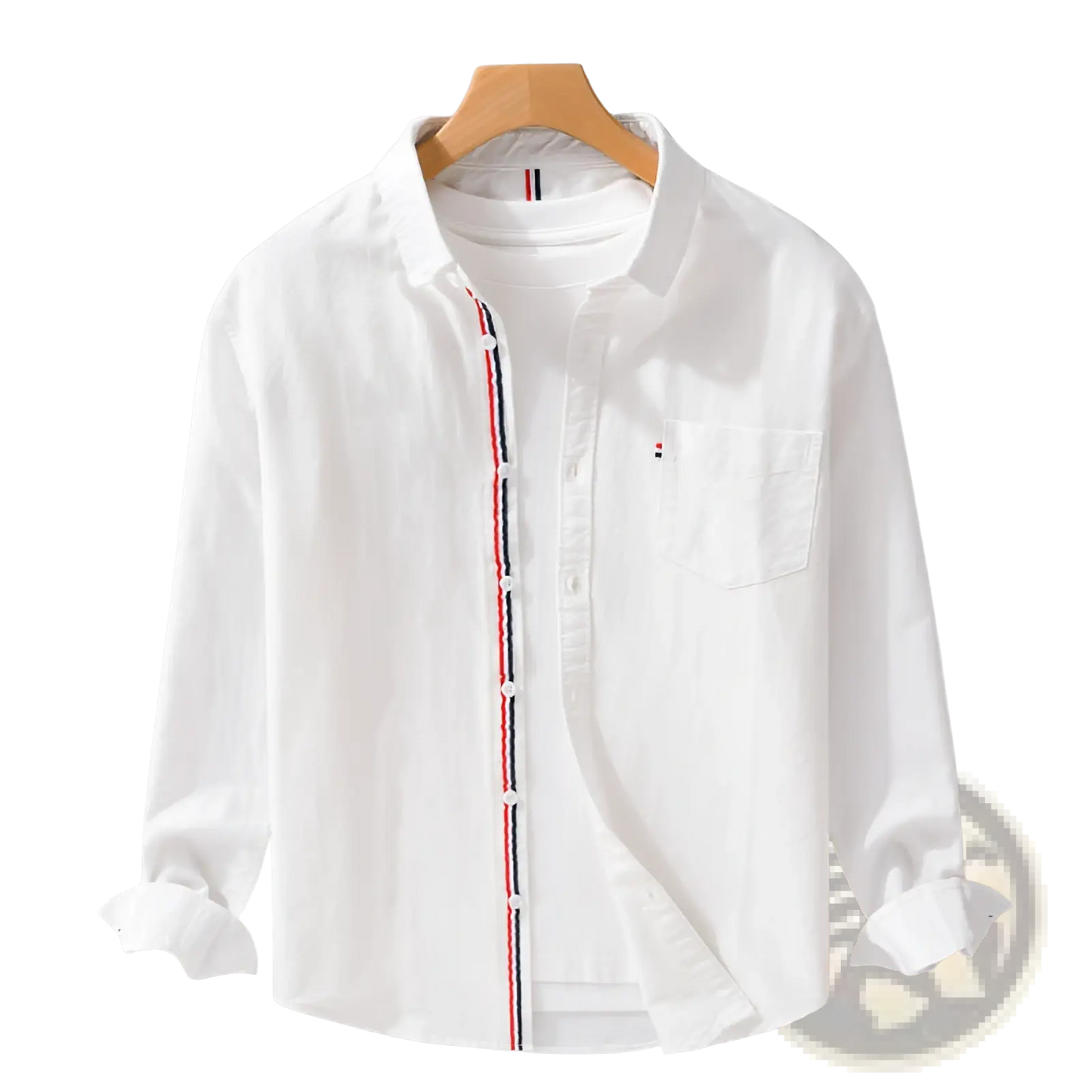 Men's British Style Striped Oxford Cotton Long Sleeve Shirt