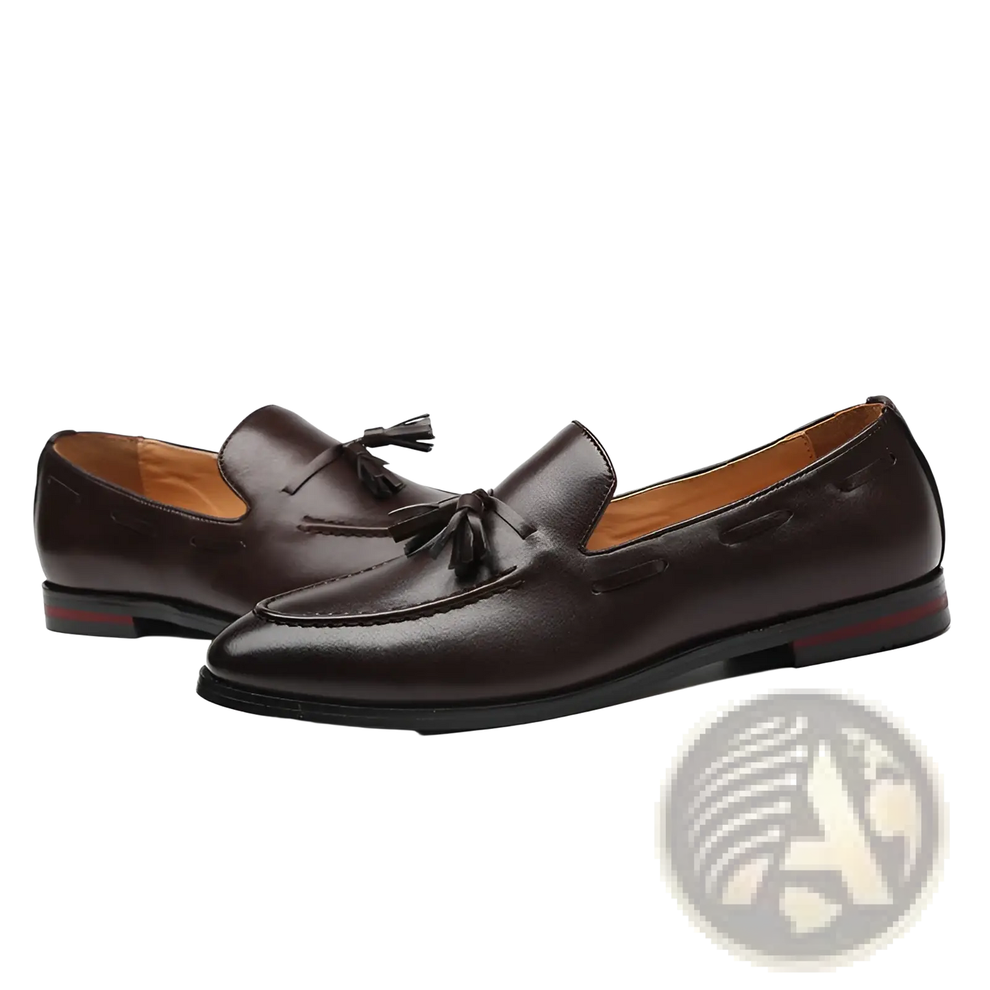 Men's Brown Leather Tassel Loafers Polished Shoes