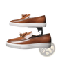 Men's Brown Leather Tassel Loafers with White Sole