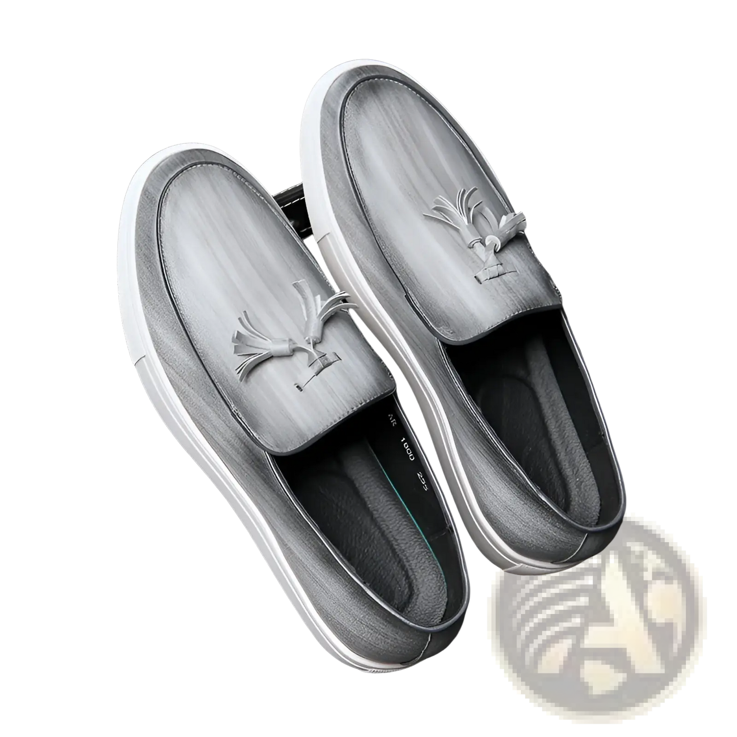 Men's Brown Leather Tassel Loafers with White Sole