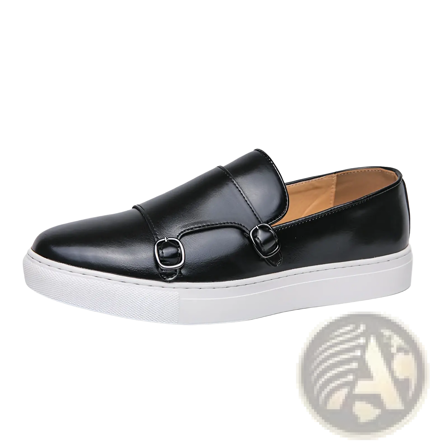 Men's Business Casual Double Buckle Leather Sneakers