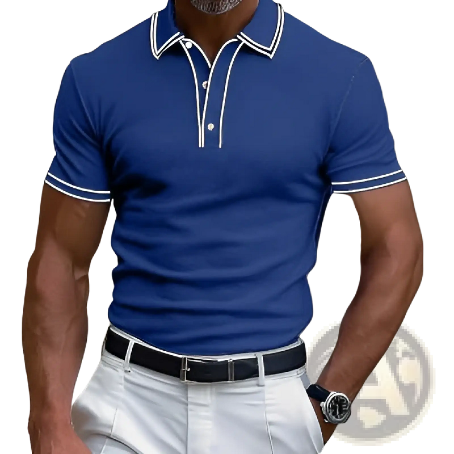 Men's Business Casual Modal Polo Shirt with Contrast Trim