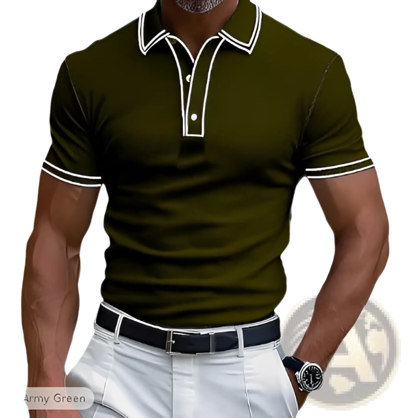 Men's Business Casual Modal Polo Shirt with Contrast Trim