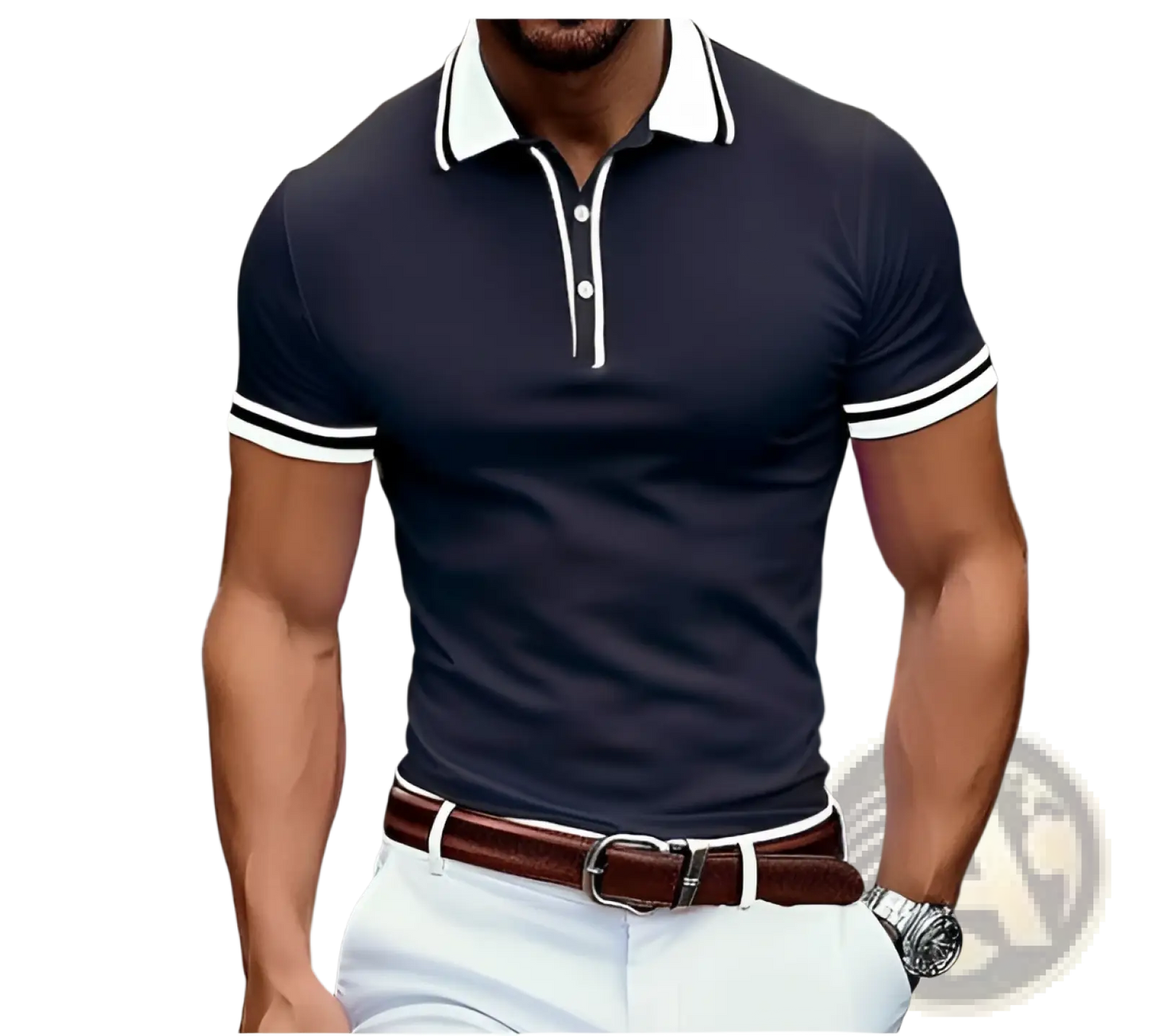 Men's Business Casual Modal Polo Shirt with Contrast Trim