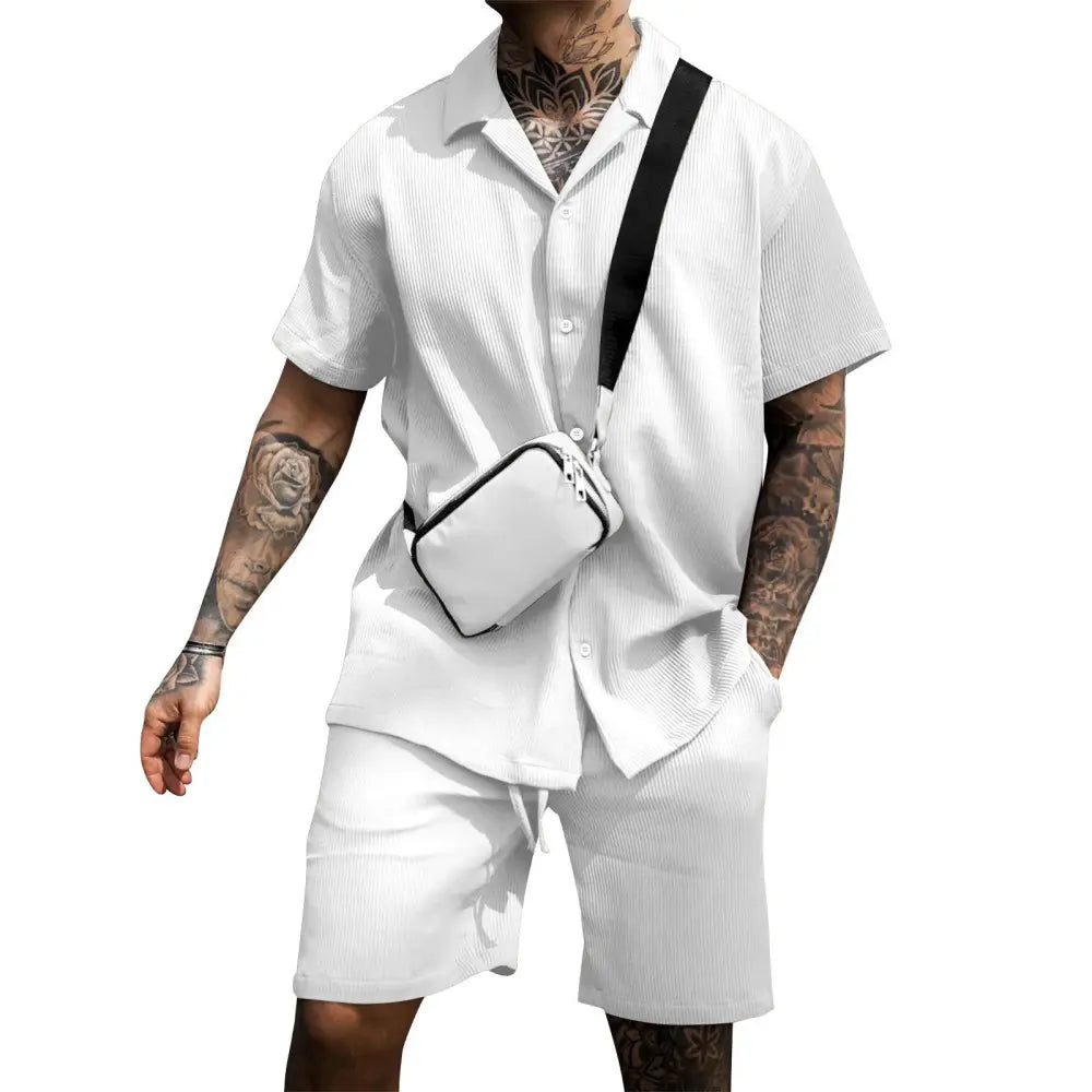 Men's Casual Cotton Polo and Shorts Matching Summer Set