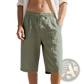 Men's Casual Linen Drawstring Elastic Waist Shorts