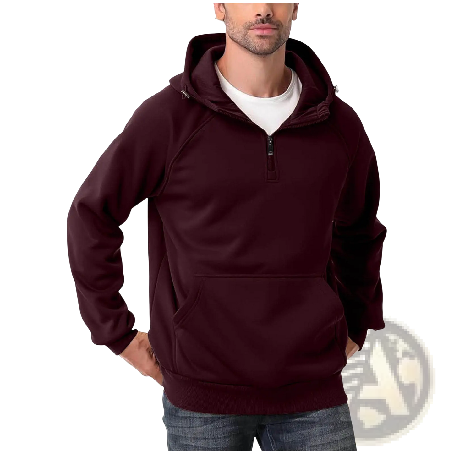 Men's Casual Multi Color Half Zip Pullover Hoodie