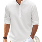 Men's Casual Ribbed Cotton Blend Stand Collar Shirt