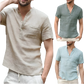 Men's Casual Short Sleeve Linen Blend Summer Shirt