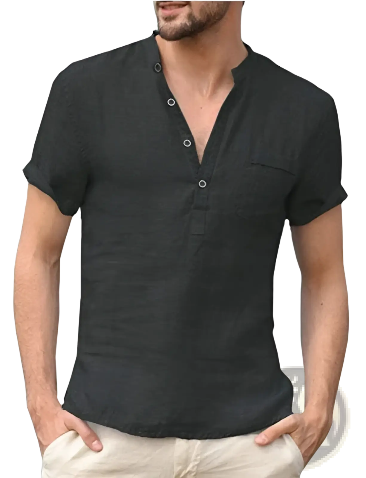Men's Casual Short Sleeve Linen Blend Summer Shirt