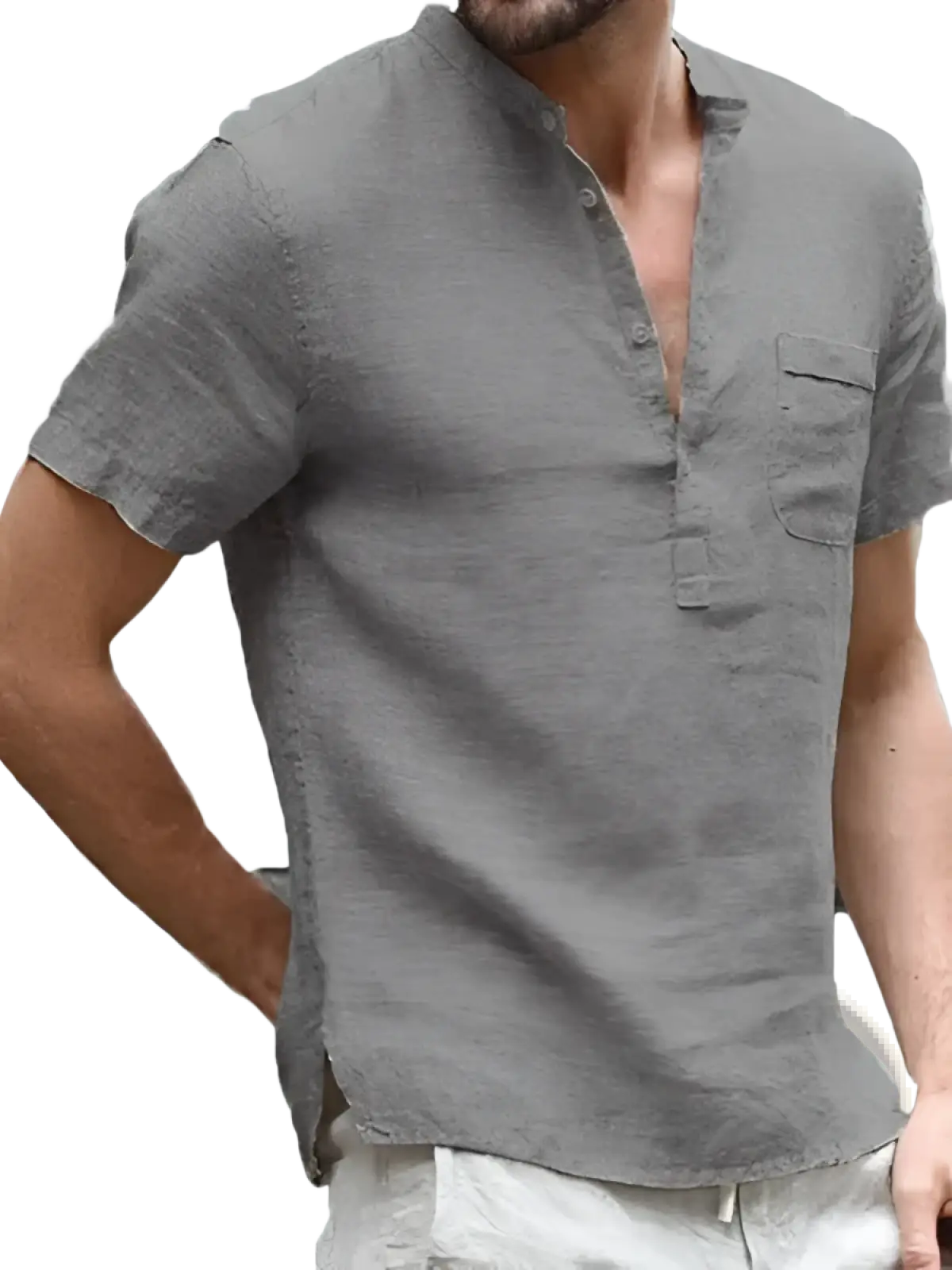 Men's Casual Short Sleeve Linen Blend Summer Shirt