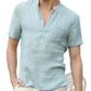 Men's Casual Short Sleeve Linen Blend Summer Shirt
