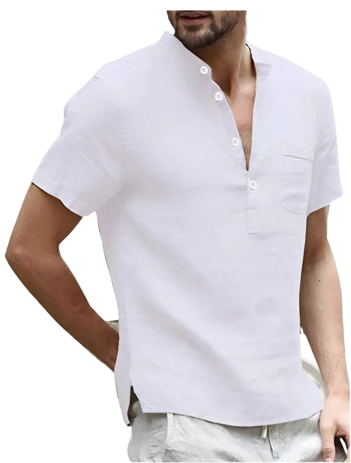 Men's Casual Short Sleeve Linen Blend Summer Shirt