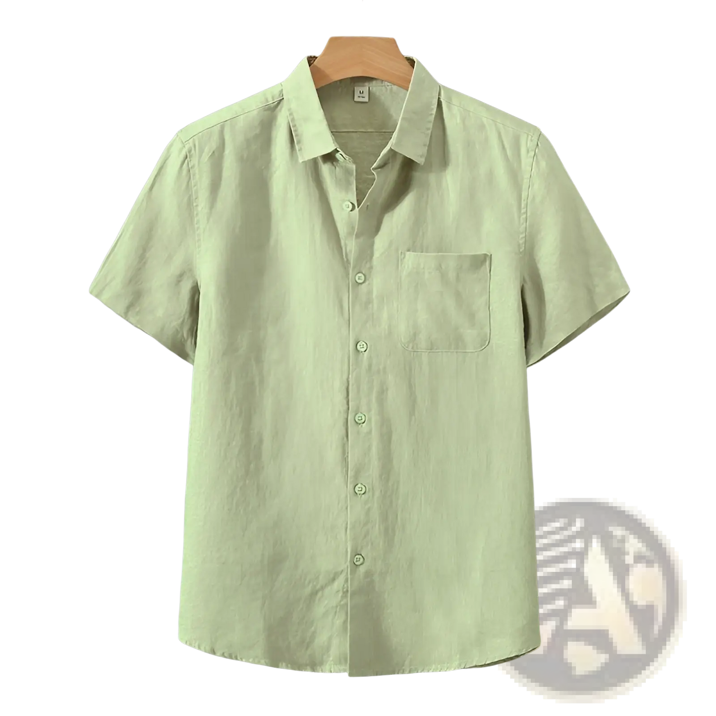 Men's Casual Short Sleeve Pure Linen Button Down Shirt