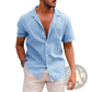 Men's Casual Textured Short Sleeve Button Down Shirt