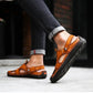 Men's Brown Woven Leather Closed Toe Beach Sandals