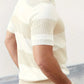 Men's Striped Ribbed Knit Short Sleeve Polo Sweater