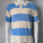 Men's Striped Ribbed Knit Short Sleeve Polo Sweater