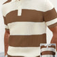 Men's Striped Ribbed Knit Short Sleeve Polo Sweater