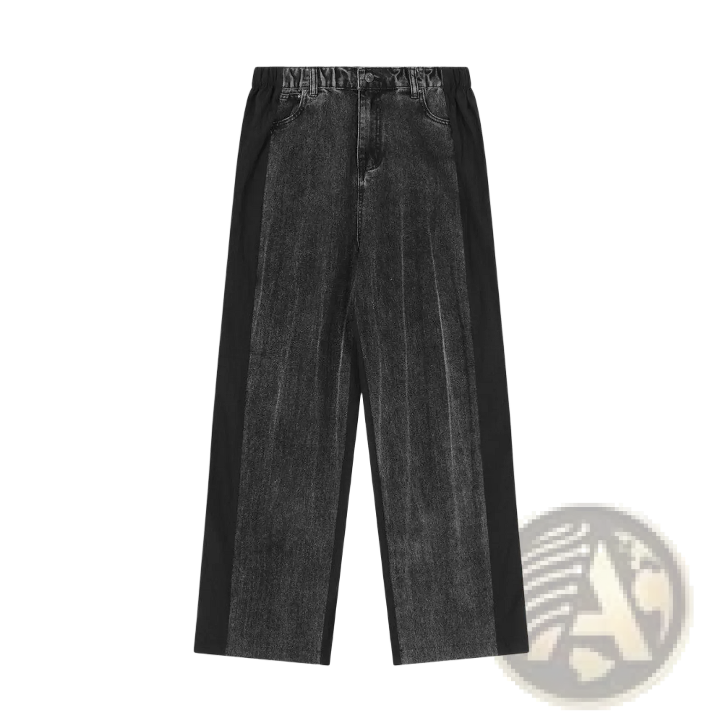 Men's Contrast Panel Elastic Waist Denim Joggers