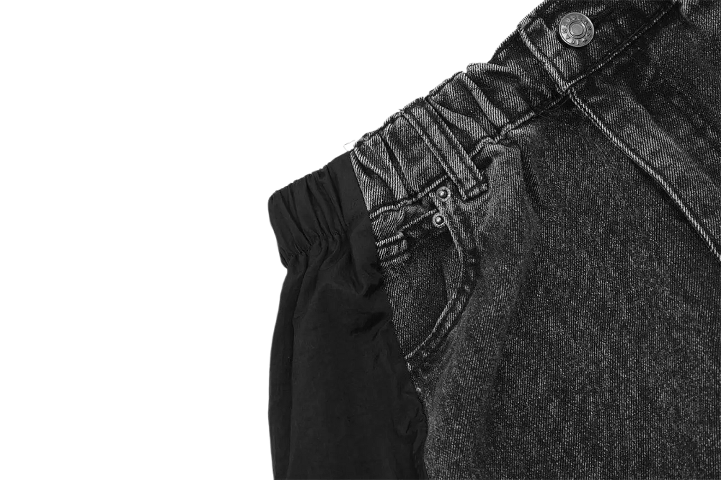 Men's Contrast Panel Elastic Waist Denim Joggers