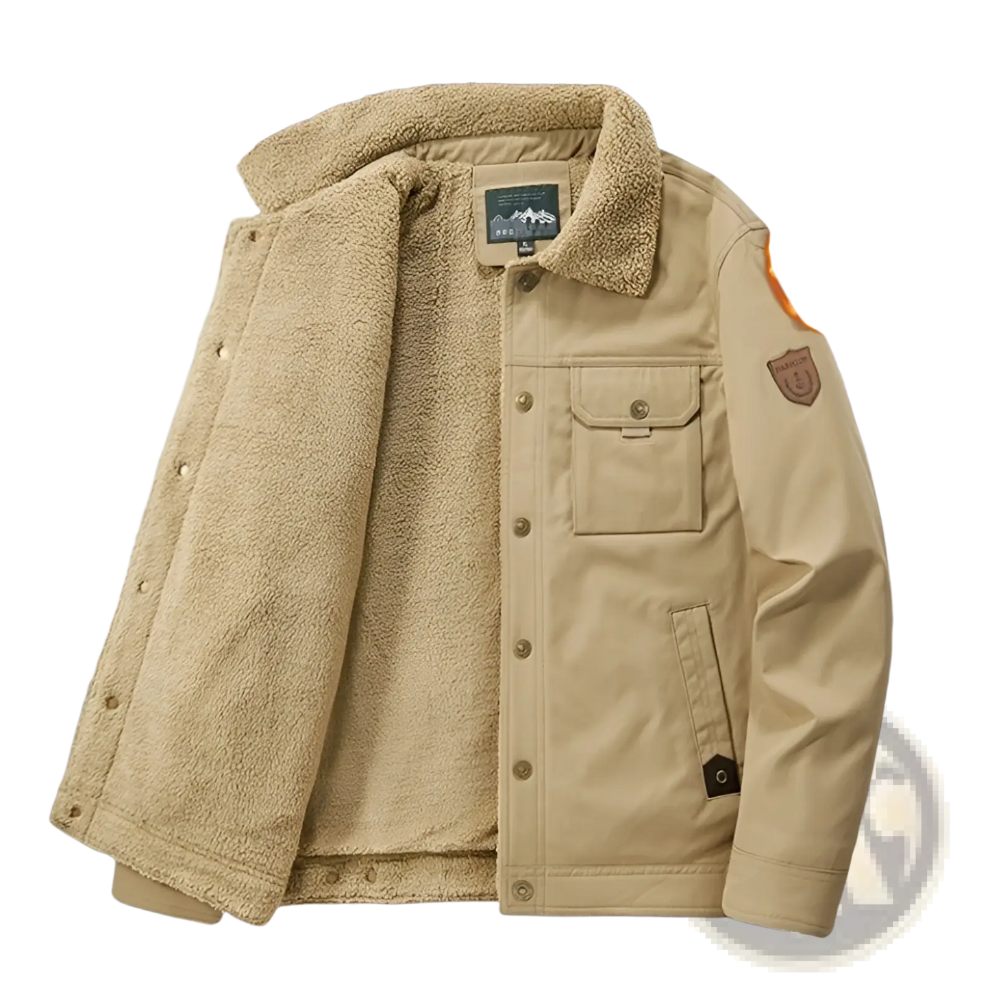 Men's Corduroy Fleece Lined Quilted Patch Jacket