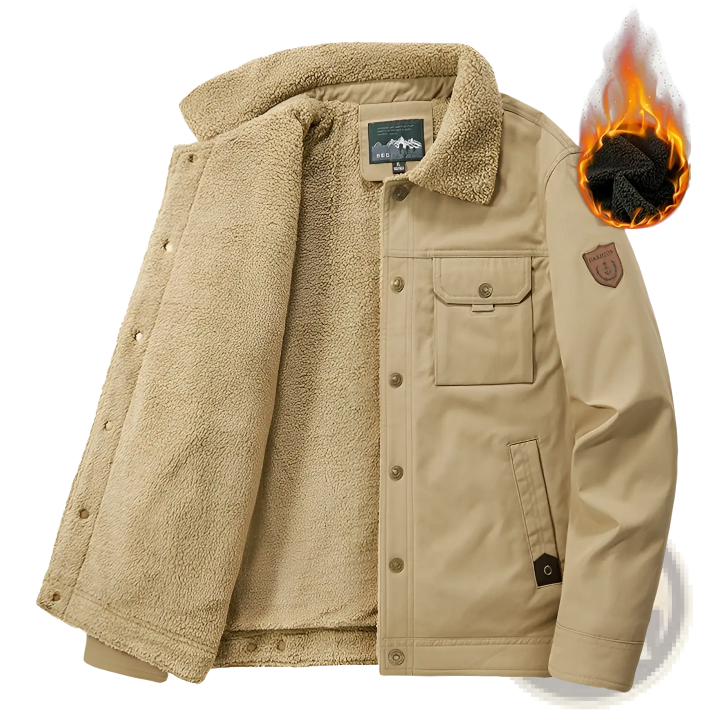 Men's Corduroy Fleece Lined Quilted Patch Jacket