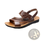 Men's Cowhide Leather Sandals with Buckle Accents