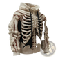 Men's Cream Skeletal Knit 3d Bone Pattern Hoodie