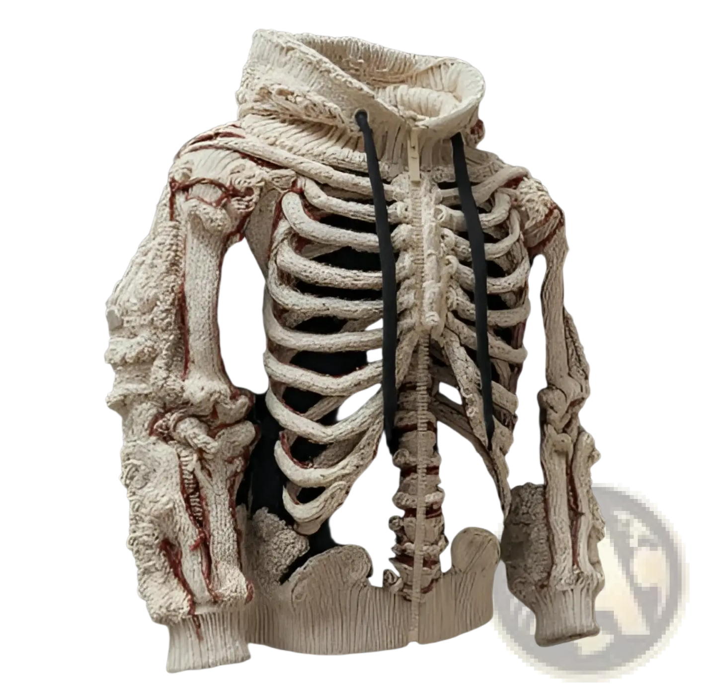 Men's Cream Skeletal Knit 3d Bone Pattern Hoodie