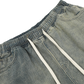 Men's Diagonal Strap Denim Shorts with Drawstring Waist