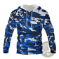 Men's Digital Camouflage Contrast Lining Pullover Hoodie
