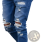 Men's Distressed Blue Denim Ripped Knee Jeans