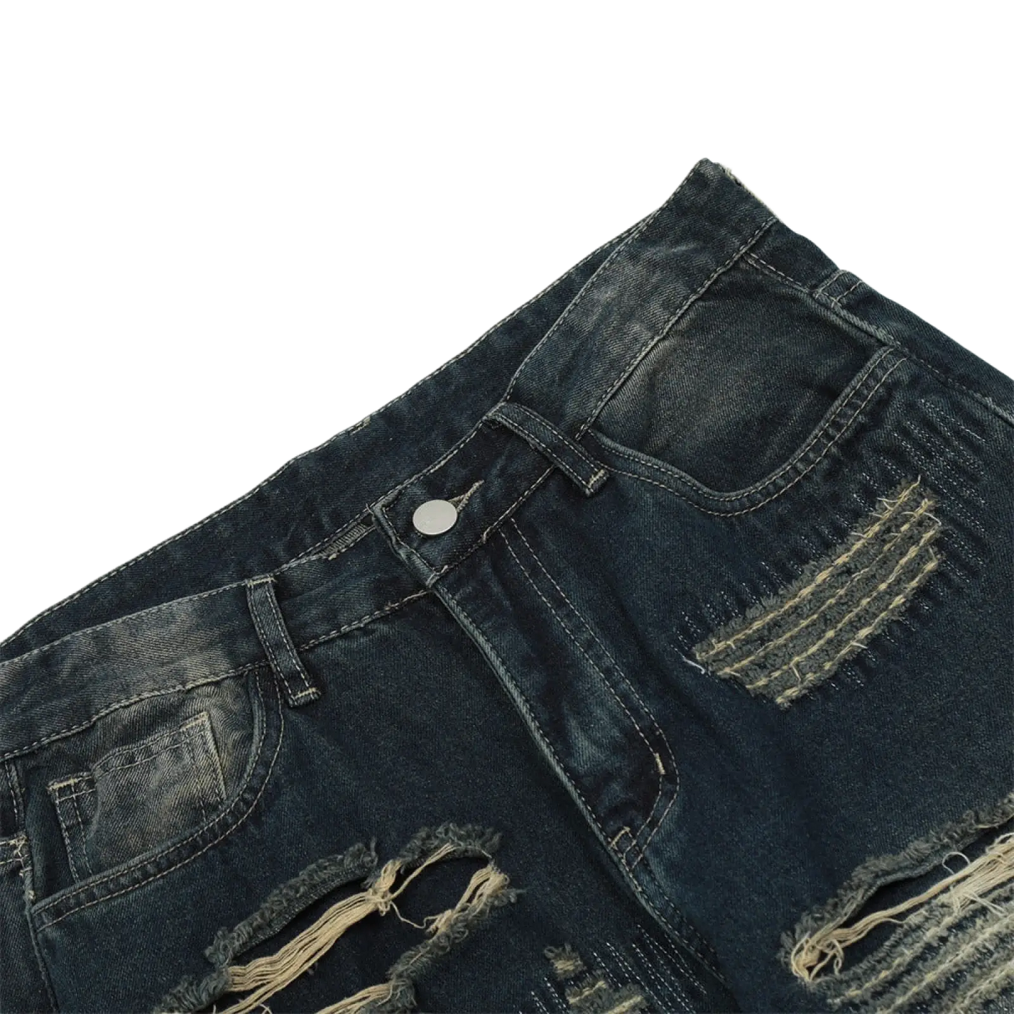 Men's Distressed Dark Wash Straight Leg Ripped Jeans