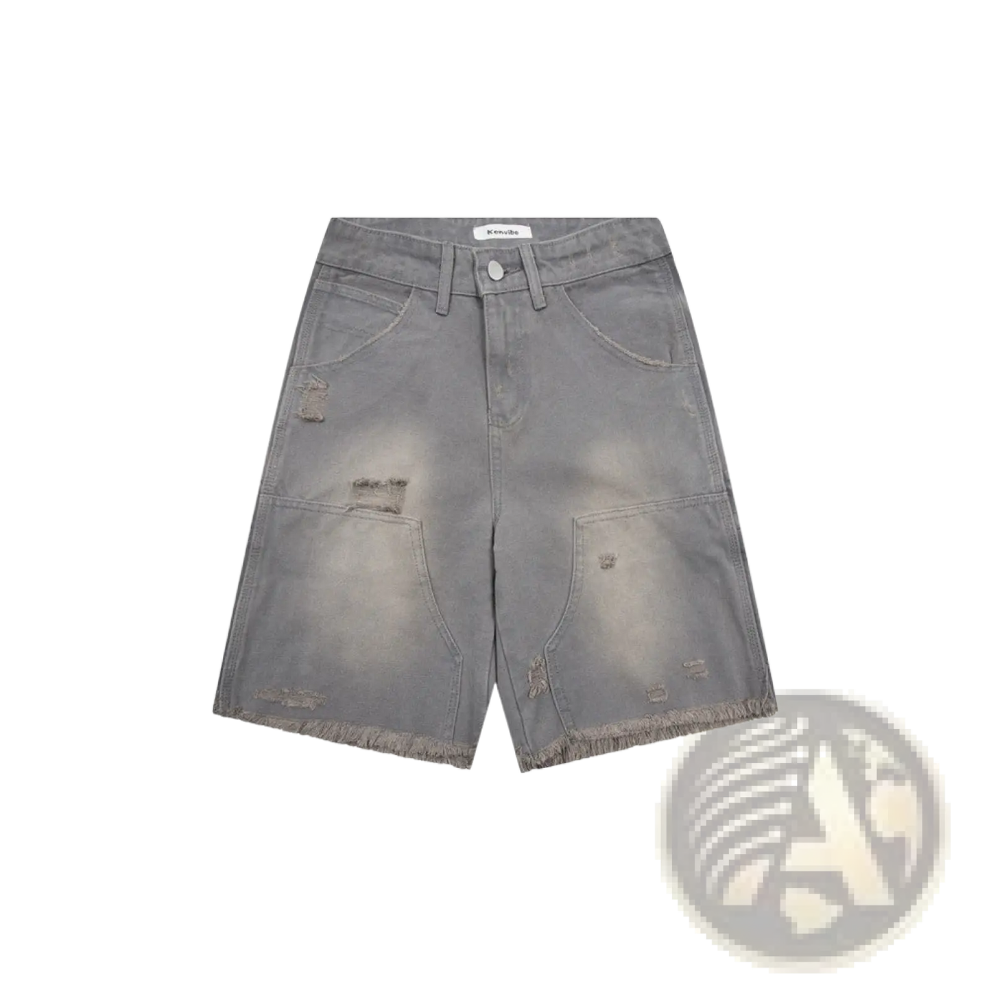 Men's Distressed Frayed Hem Denim Shorts