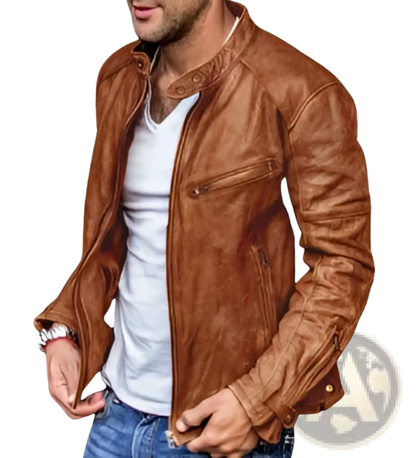 Men's Distressed Pu Leather Motorcycle Jacket