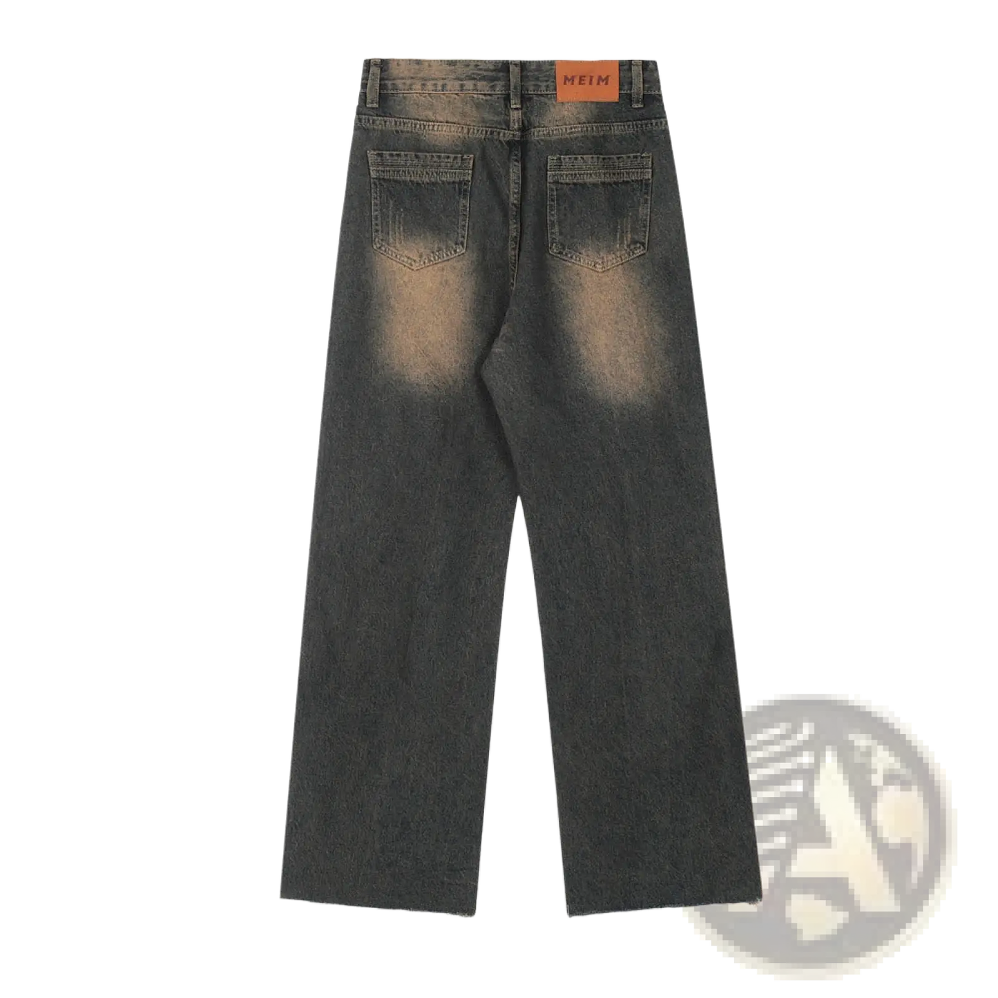 Men's Distressed Straight Leg Black Denim Jeans