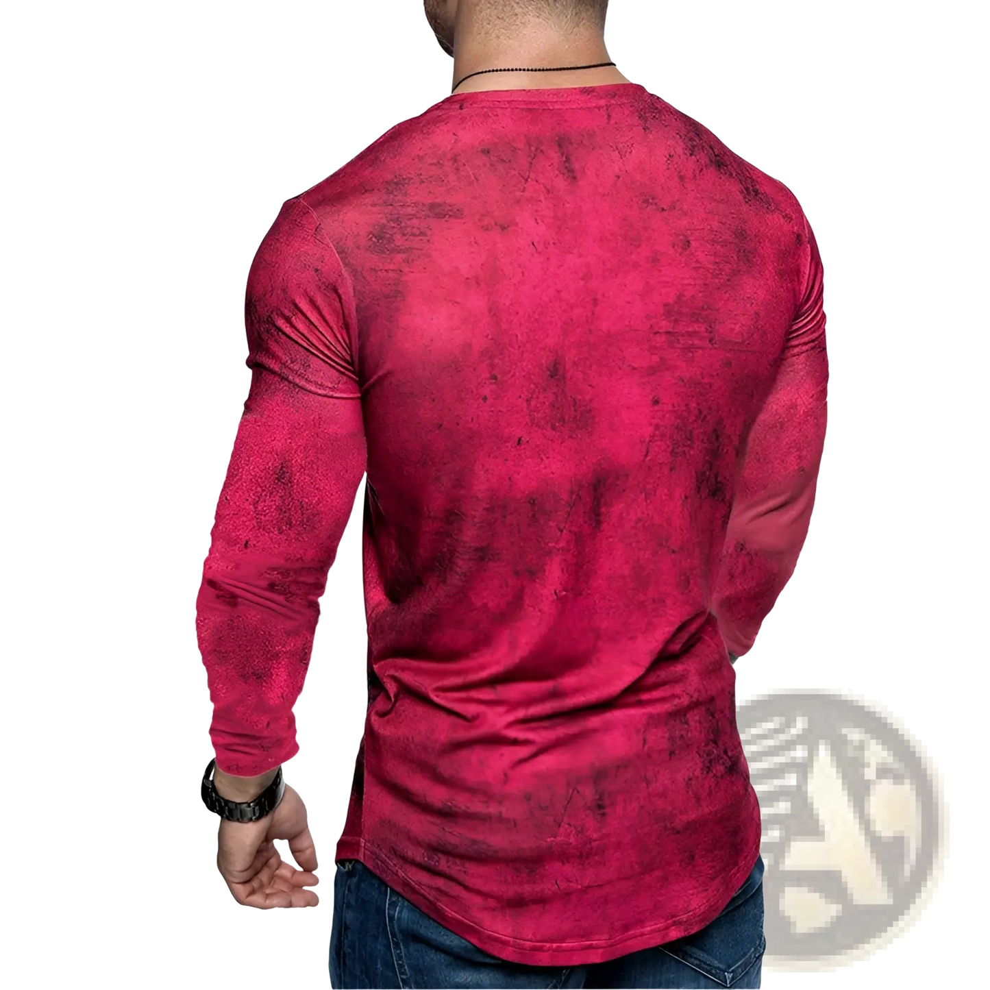 Men's Distressed Textured Long Sleeve T-shirt