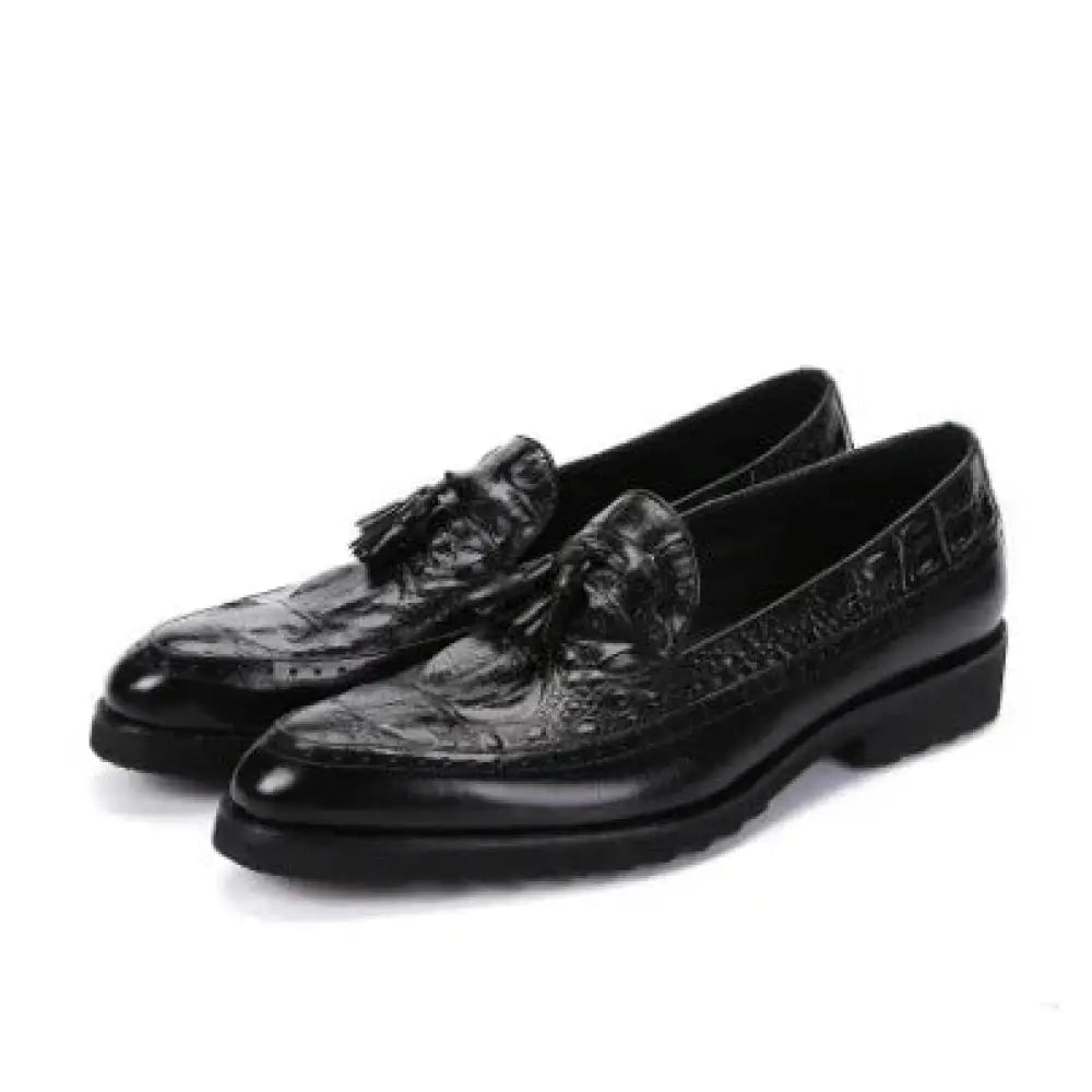 Men's Crocodile Embossed Leather Tassel Brogue Shoes