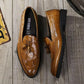 Men's Crocodile Embossed Leather Tassel Brogue Shoes