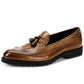 Men's Crocodile Embossed Leather Tassel Brogue Shoes
