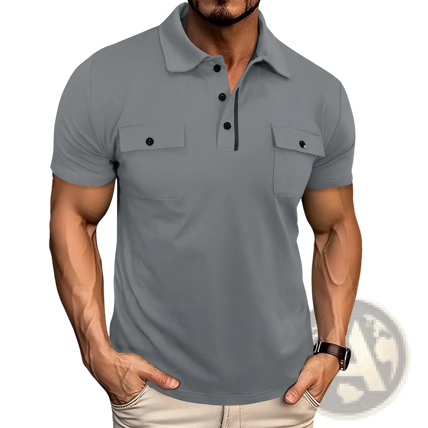 Men's Dual Pocket Short Sleeve Cotton Blend Polo Shirt