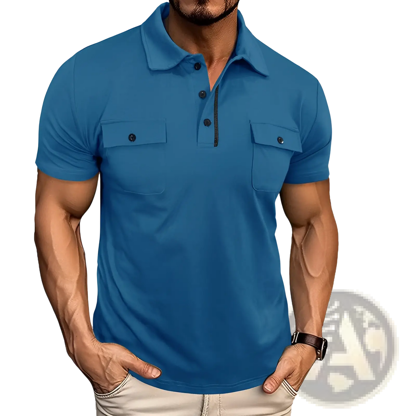 Men's Dual Pocket Short Sleeve Cotton Blend Polo Shirt