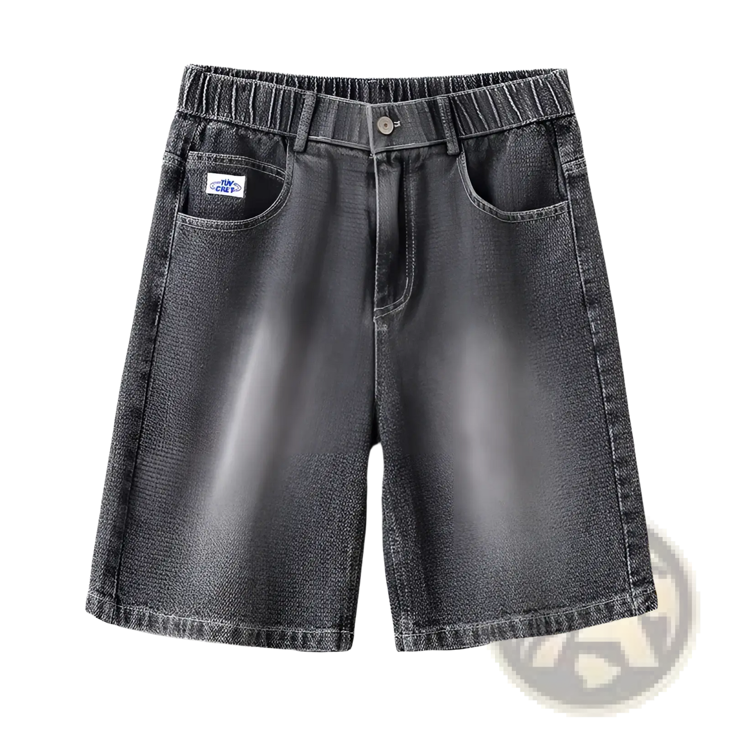 Men's Elastic Waist Light Wash Denim Shorts