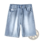 Men's Elastic Waist Light Wash Denim Shorts