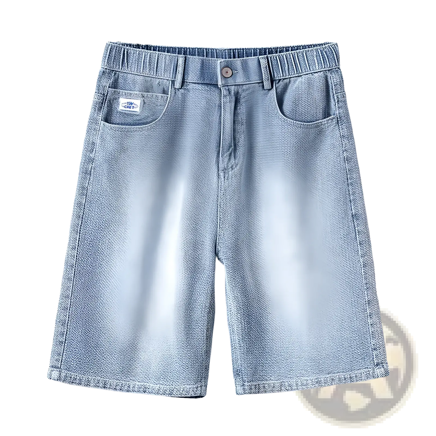 Men's Elastic Waist Light Wash Denim Shorts