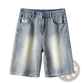 Men's Elastic Waist Light Wash Denim Shorts