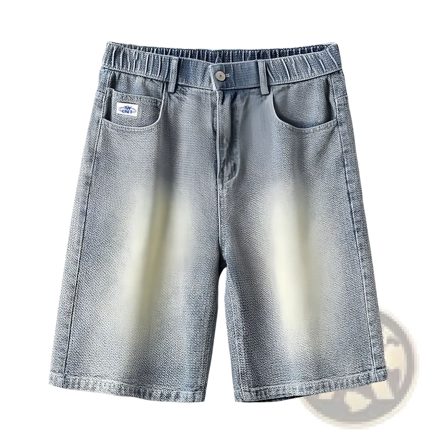 Men's Elastic Waist Light Wash Denim Shorts