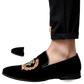 Men's Embroidered Laurel Wreath Velvet Loafers