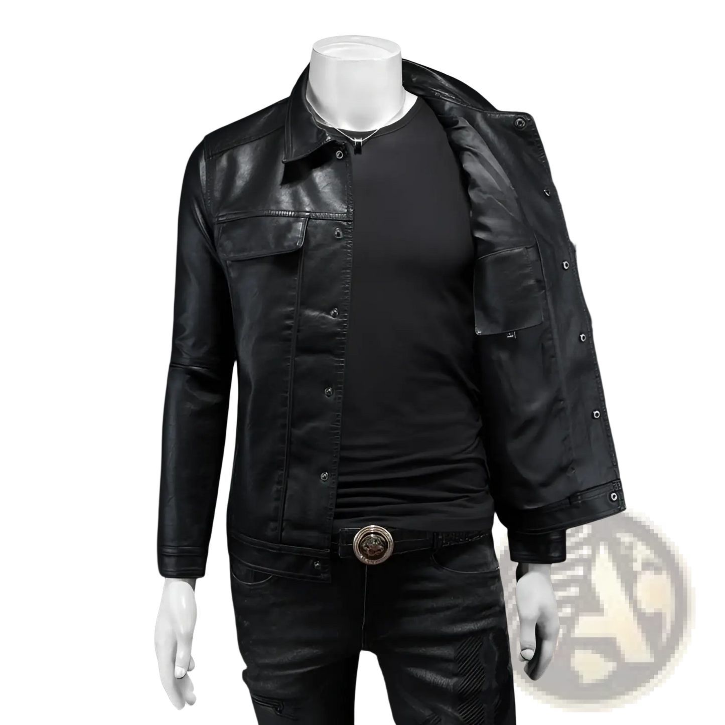 Men's Faux Leather Button Front Motorcycle Jacket